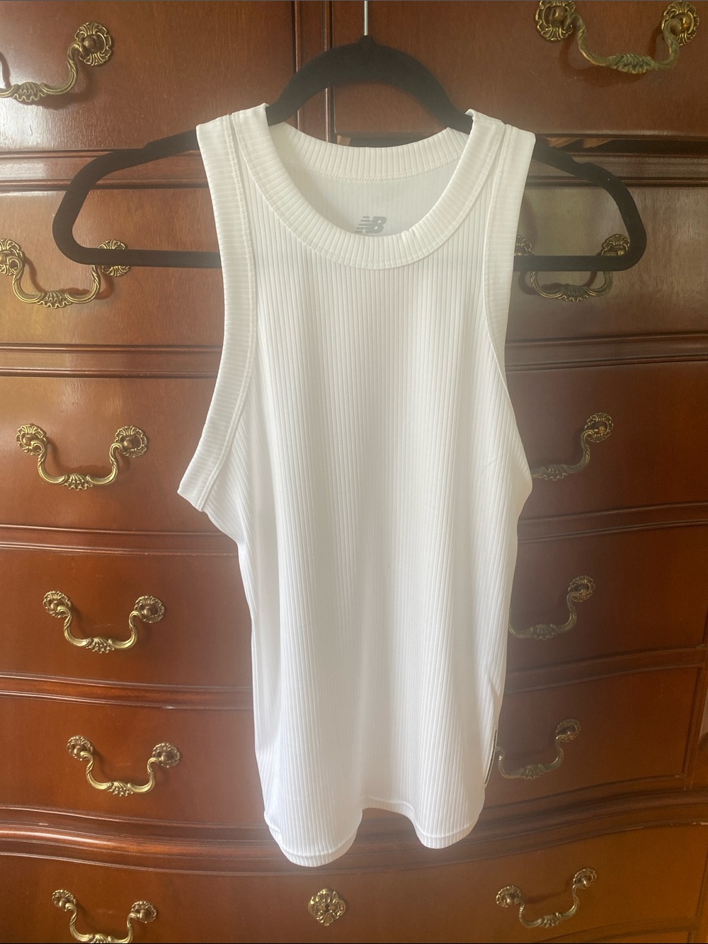 New Balance White Ribbed Athletic Tank Top